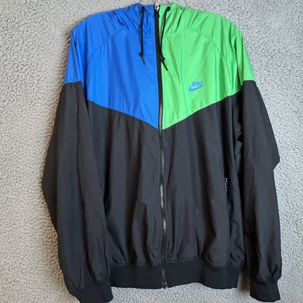 RARE Vintage Nike Windrunner Windbreaker Jacket Large Front & Back Zip Hoodie